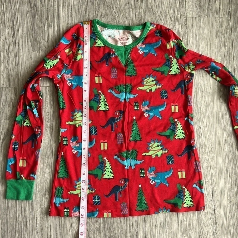 Christmas PJs Long Sleeve Pants Set Red Green Dinosaurs Size M